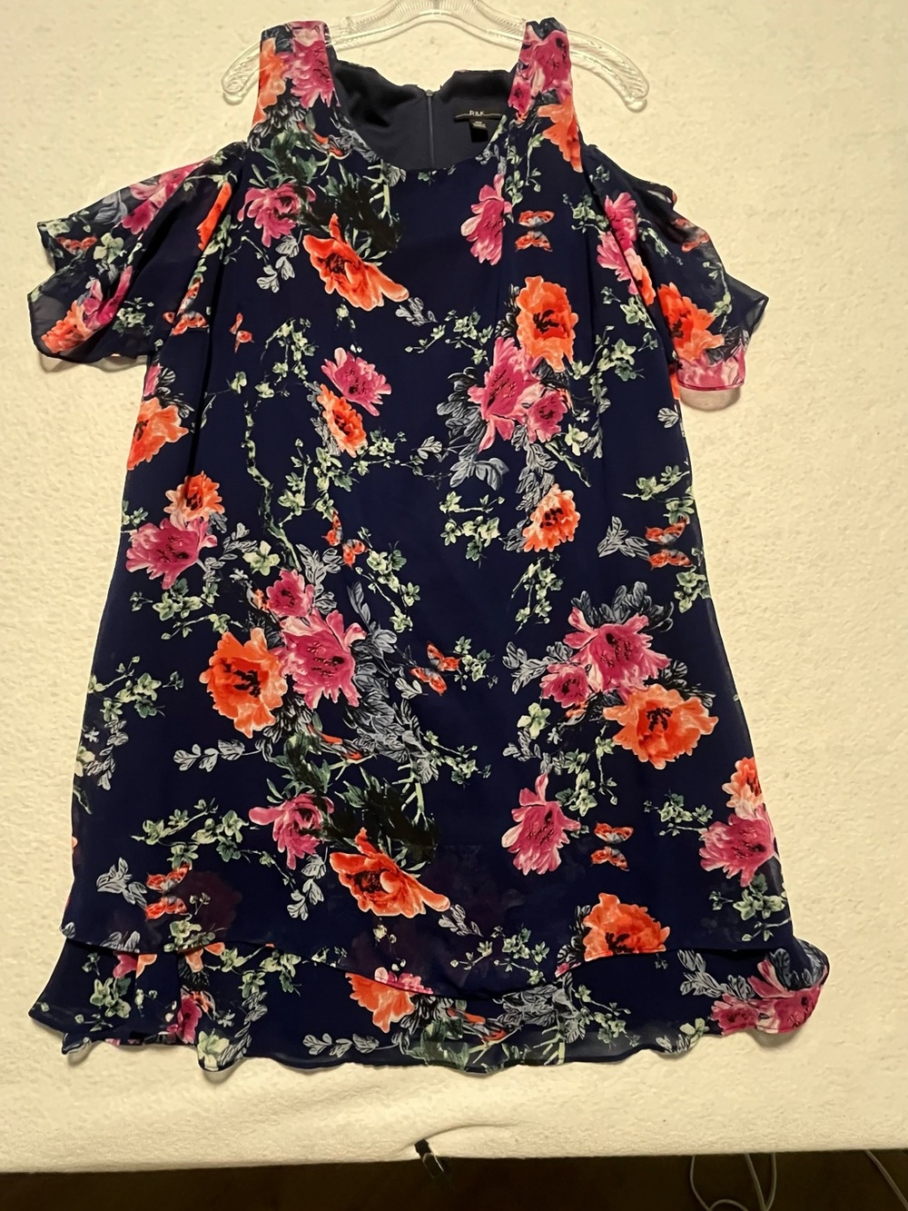 R & K women’s  Navy Floral Cold-Shoulder Shift  Dress Size 18W